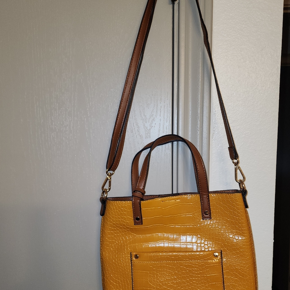 Annie Yellow and Brown Shoulder Bag with Adjustable Straps